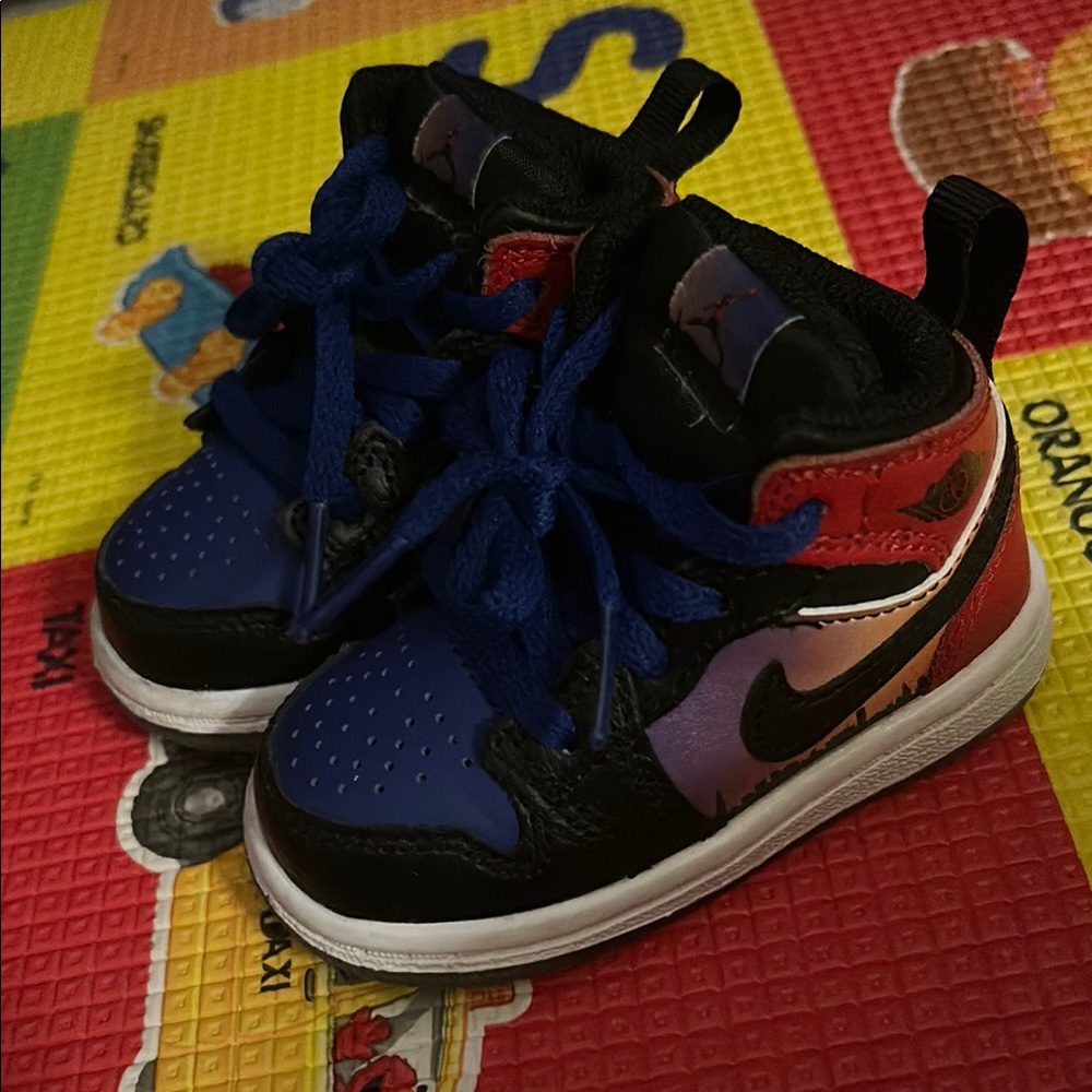 Jordan 1  Black and Blue Sneakers